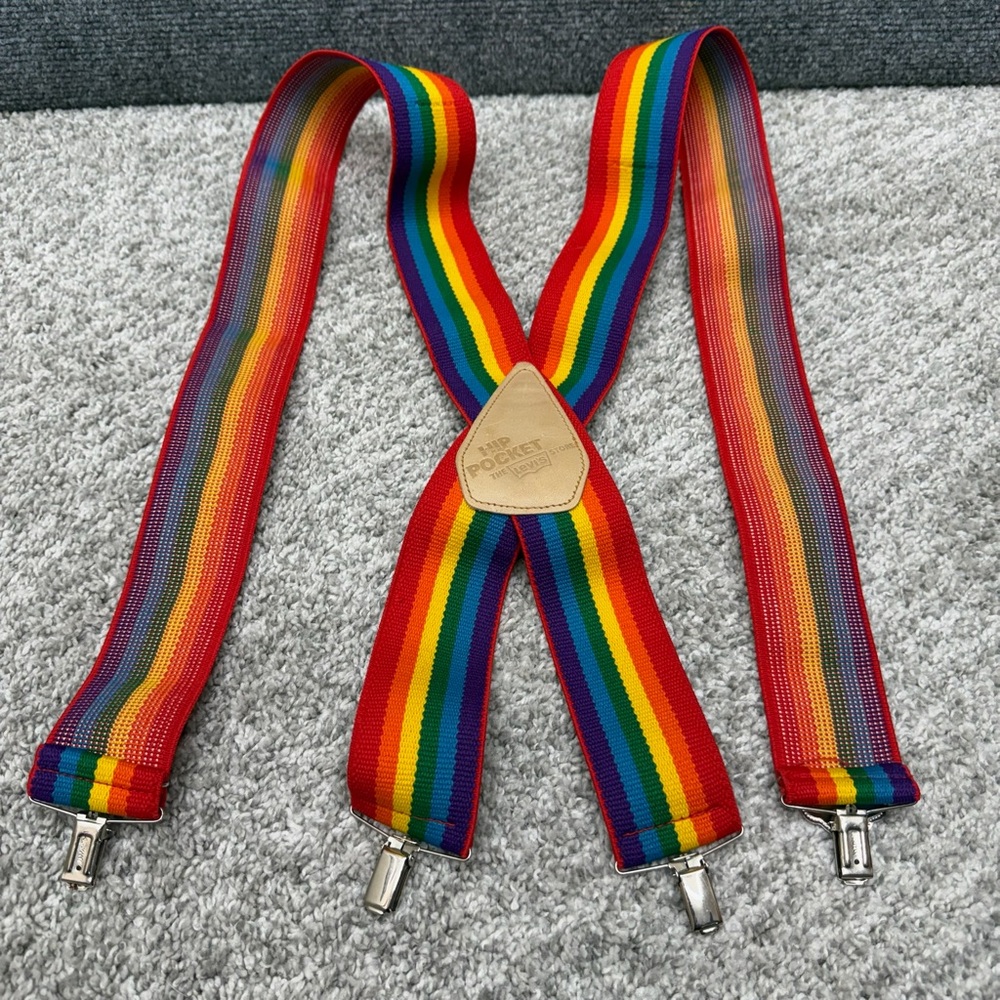 Hip Pocket Levis Rainbow Striped Suspenders‎ 2" wide